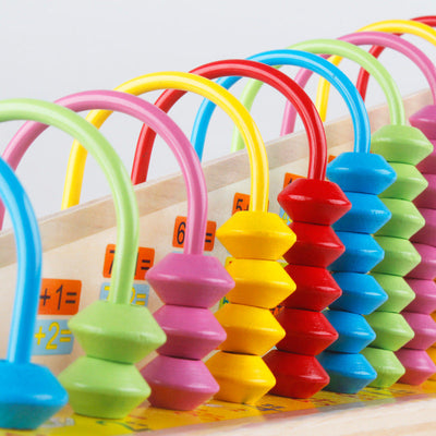 Fidtoy Wooden Math Abacus Board with Color Matching Game