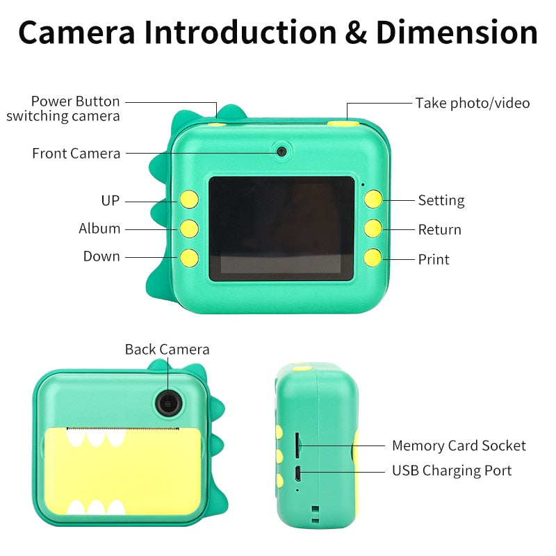 Fidtoy Kids Instant Print Camera – Toddler Photo Camera with Thermal Printing & Creative Coloring
