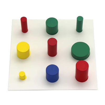 Cilindros sin perilla en miniatura con tarjetas de control - Material sensorial Montessori