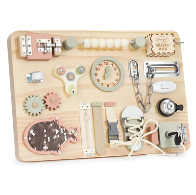 Tableau d'activités Montessori pour enfants | Jouet sensoriel interactif en bois