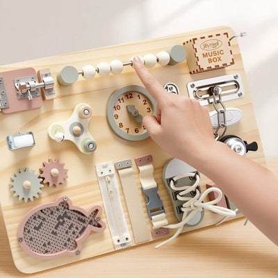 Tableau d'activités Montessori pour enfants | Jouet sensoriel interactif en bois