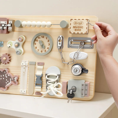 Tableau d'activités Montessori pour enfants | Jouet sensoriel interactif en bois