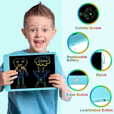 Pizarra de dibujo LCD a color Fidtoy de 15 pulgadas – Pizarra magnética para niños de 3 a 8 años