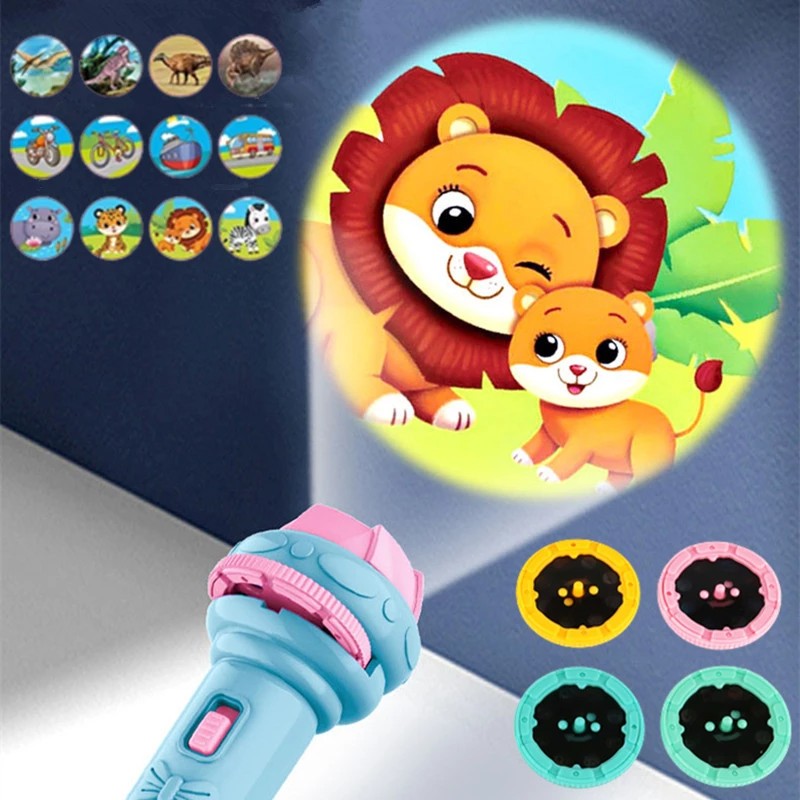 Fidtoy Kids Story Projector Flashlight Toy – Bedtime Story Projection Lamp with 10 Story Discs