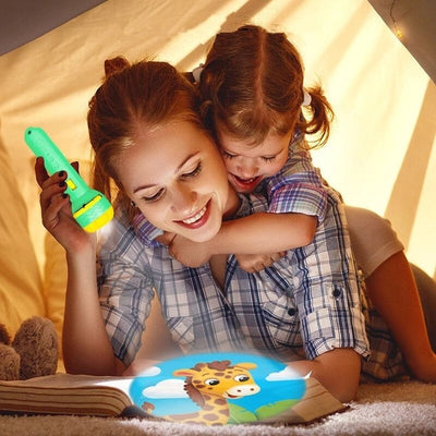 Fidtoy Kids Story Projector Flashlight Toy – Bedtime Story Projection Lamp with 10 Story Discs