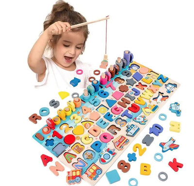Fidtoy Kit Éducatif Montessori Langage et Chiffres – Jouet d'apprentissage en Bois pour Tout-petits