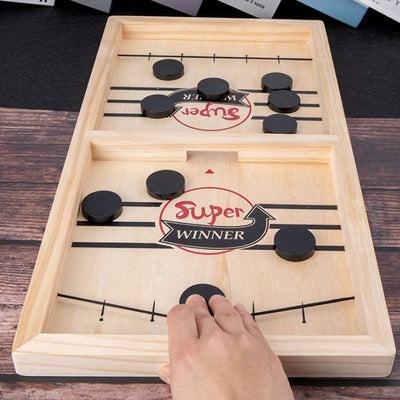 Fidtoy Fast Sling Puck Board Game – Wooden Family Tabletop Game