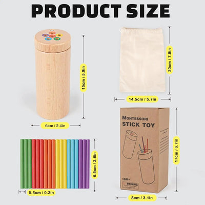 Fidtoy Wooden Toy for Toddlers Color Matching Stick Toy Montessori Fine Motor Learning Toy