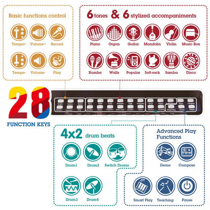 Learn with Lights Black Piano with Stool