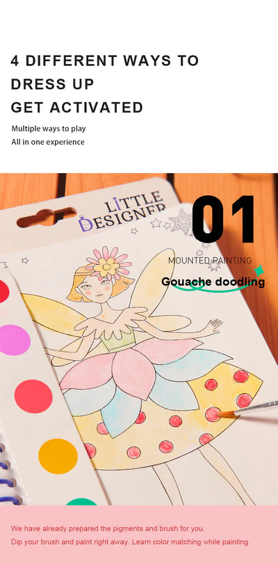 Pequeña diseñadora - Baile de princesas | Diseño de moda con telas, pegatinas de accesorios, colores