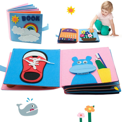 Fidtoy Montessori Felt Busy Book for Toddlers – Interactive Learning & Sensory Toy, Ages 1-4