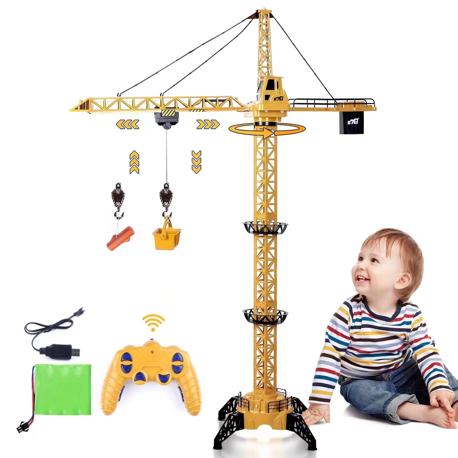 Remote Control Crane Toy Construction Vehicles Educational RC Crane Toy for Kids for Christmas Birthdays