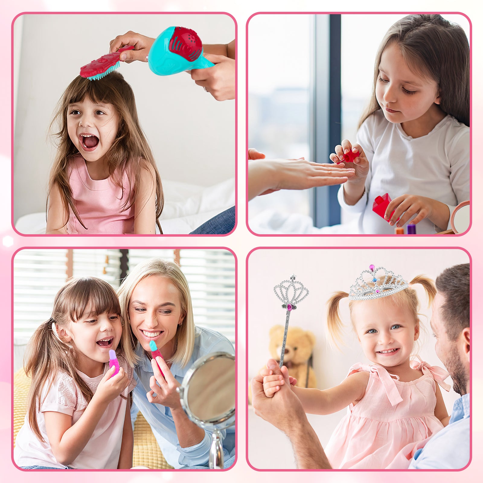 Princess Vanity Dressing Table with Stool Children Role Play Makeup Styling Set Toy Gifts