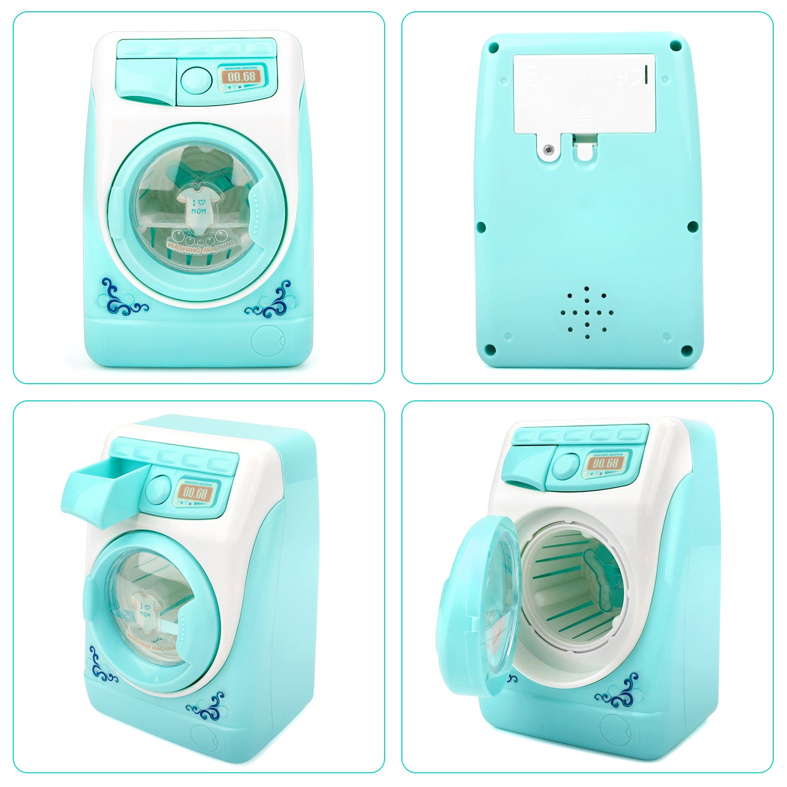 Mini machine à laver jouet électrique en plastique avec sons réalistes, lumières, jouets de nettoyage pour enfants, cadeau d'anniversaire ou de Noël pour enfants
