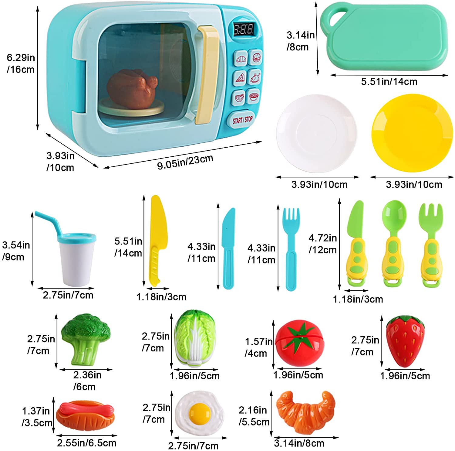 Kitchen Electric Microwave Play Set with Realistic Light, Sound & Accessories Included
