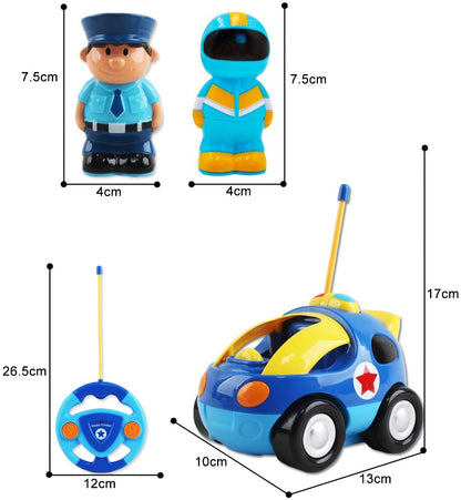 2 Dolls Remote Control Cartoon Car for Toddlers with Light Music RC Police Car Toys Prefect Birthday Xmas Gift Present for Kids