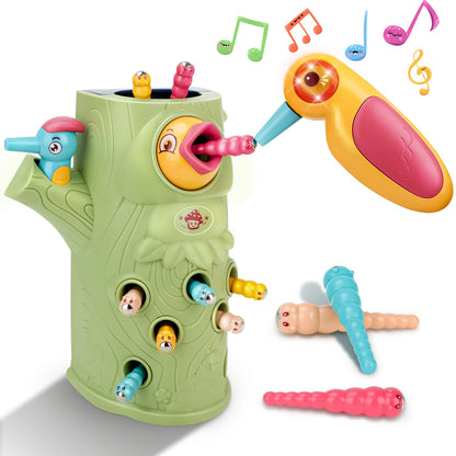 Toddler Magnetic Bird Woodpecker Toys for  Boy Girl Present Children’s Learning Games With Sound and Lights For Christmas Birthdays