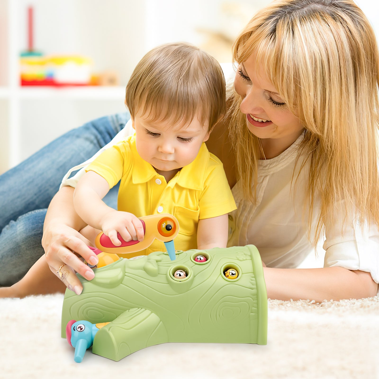 Toddler Magnetic Bird Woodpecker Toys for  Boy Girl Present Children’s Learning Games With Sound and Lights For Christmas Birthdays