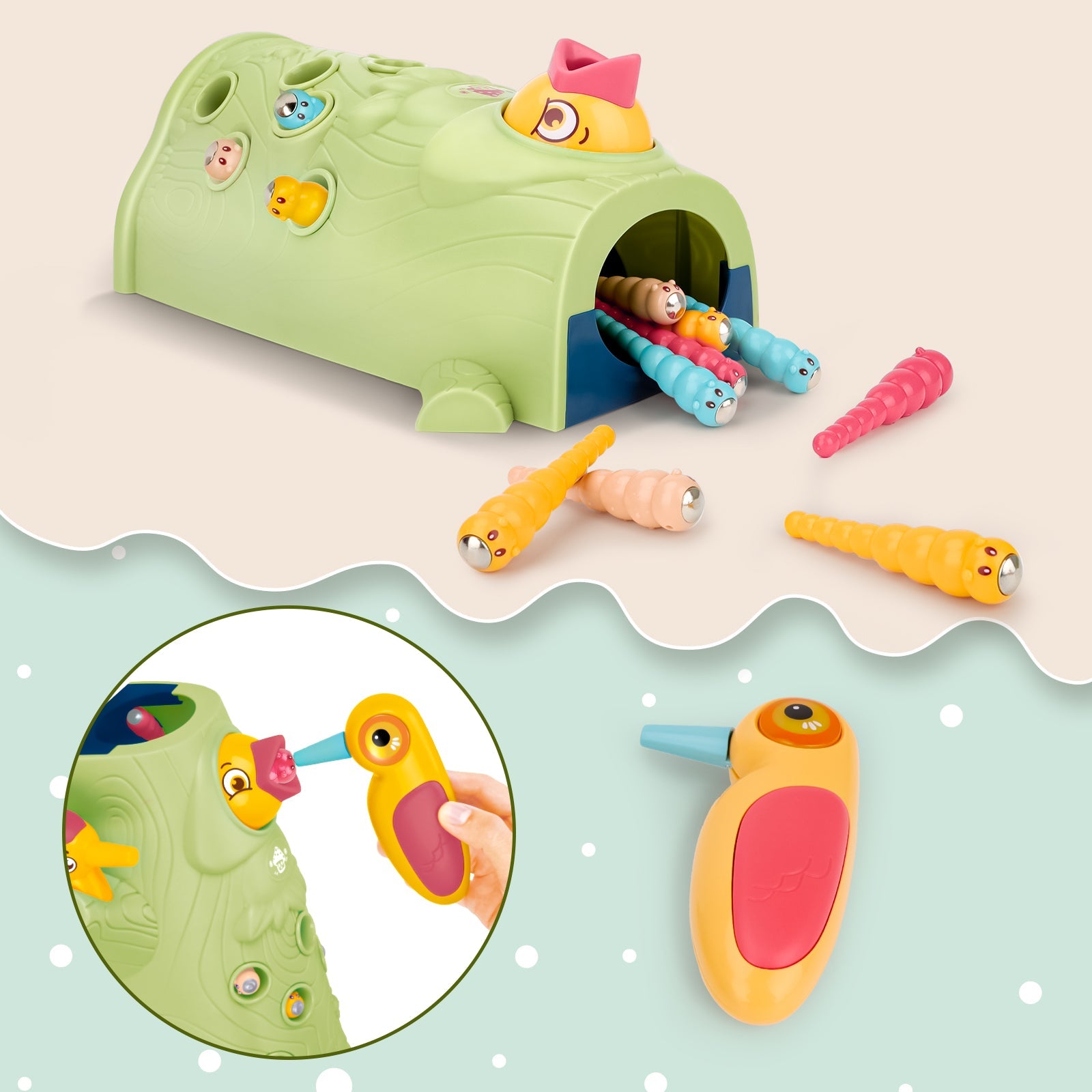 Toddler Magnetic Bird Woodpecker Toys for  Boy Girl Present Children’s Learning Games With Sound and Lights For Christmas Birthdays