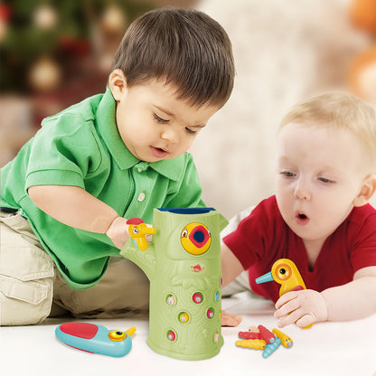 Toddler Magnetic Bird Woodpecker Toys for  Boy Girl Present Children’s Learning Games With Sound and Lights For Christmas Birthdays