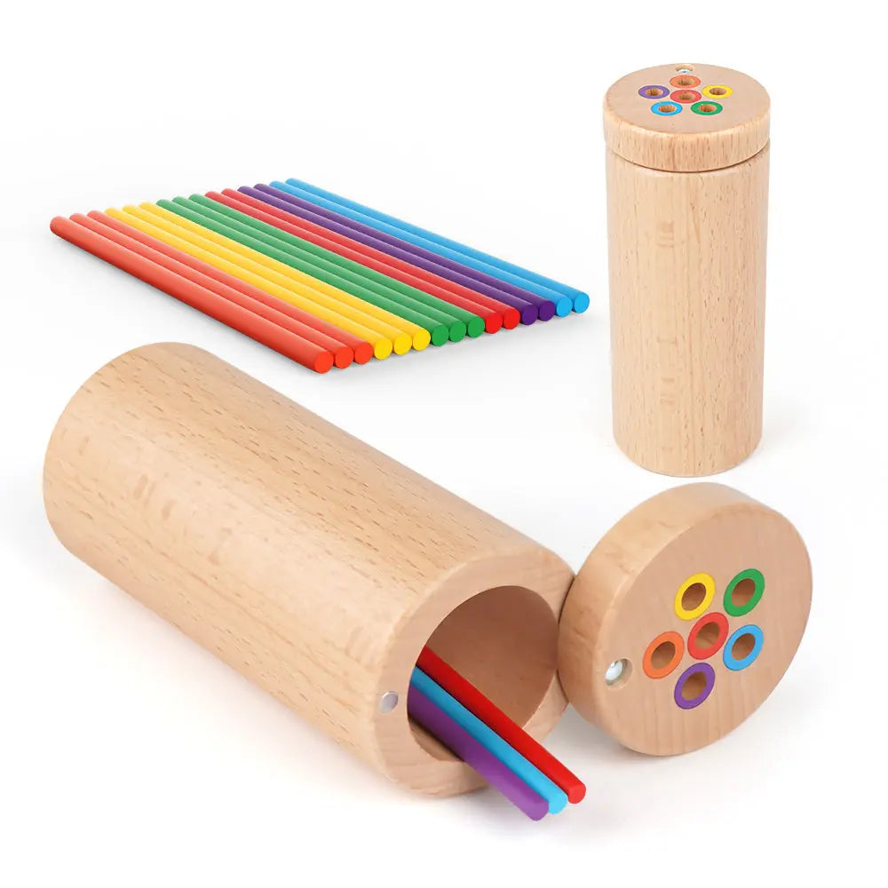 Fidtoy Wooden Toy for Toddlers Color Matching Stick Toy Montessori Fine Motor Learning Toy