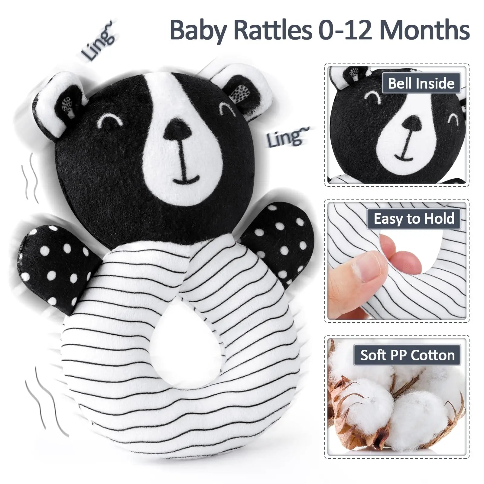 Baby Sensory Black & White Toy Set - Sensory Play for Infants