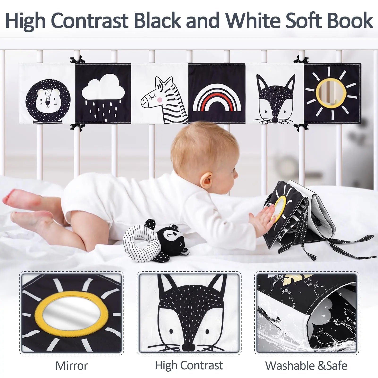 Baby Sensory Black & White Toy Set - Sensory Play for Infants