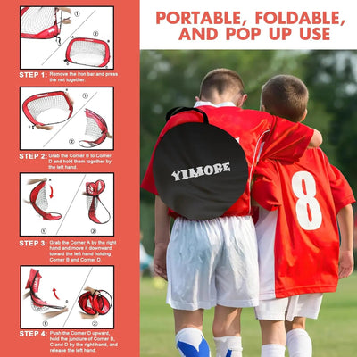 Kids Portable 3 in 1 Soccer Net for Indoor Outdoor Play