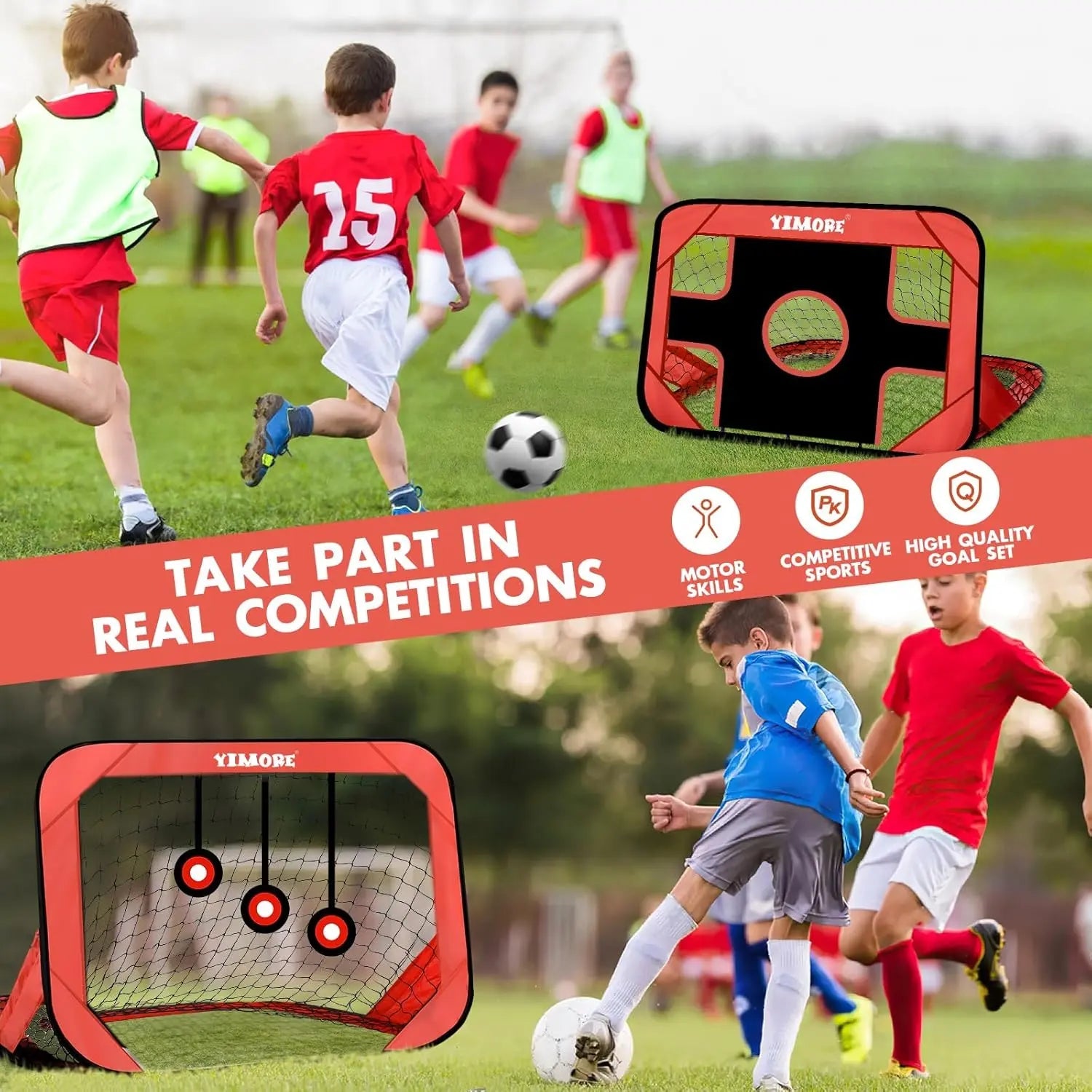 Kids Portable 3 in 1 Soccer Net for Indoor Outdoor Play
