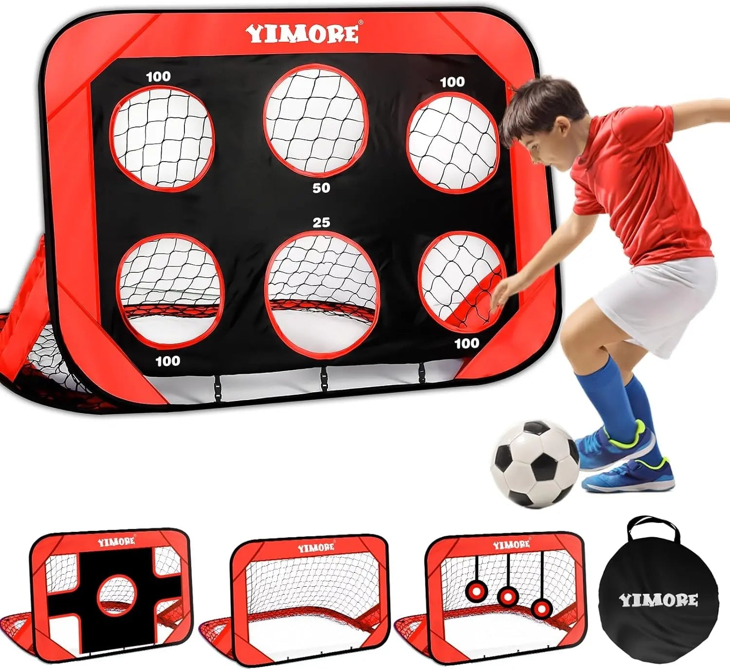 Kids Portable 3 in 1 Soccer Net for Indoor Outdoor Play