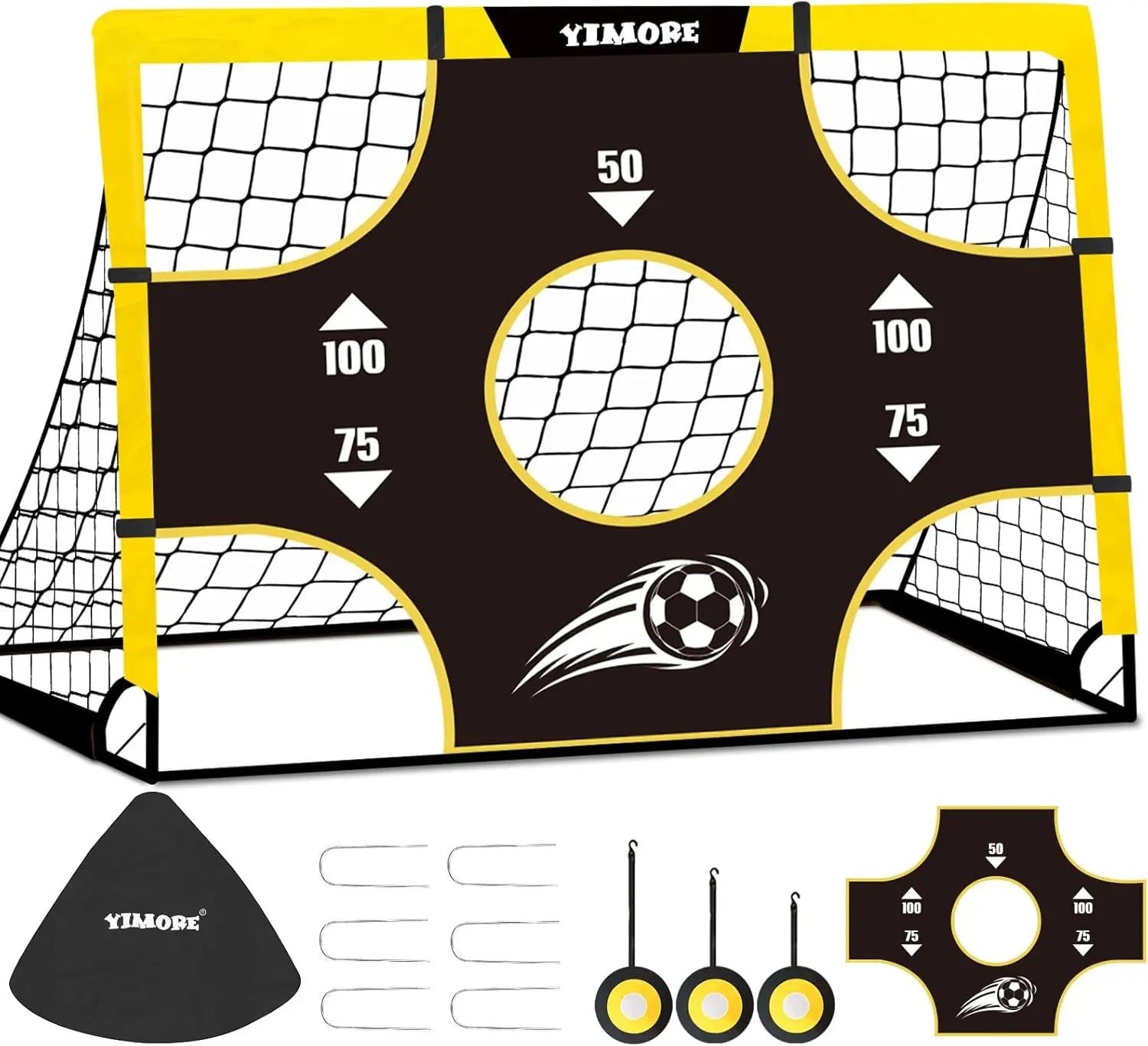 Kids 3 in 1 Portable Football Goal Foldable Soccer Net Ages 3+