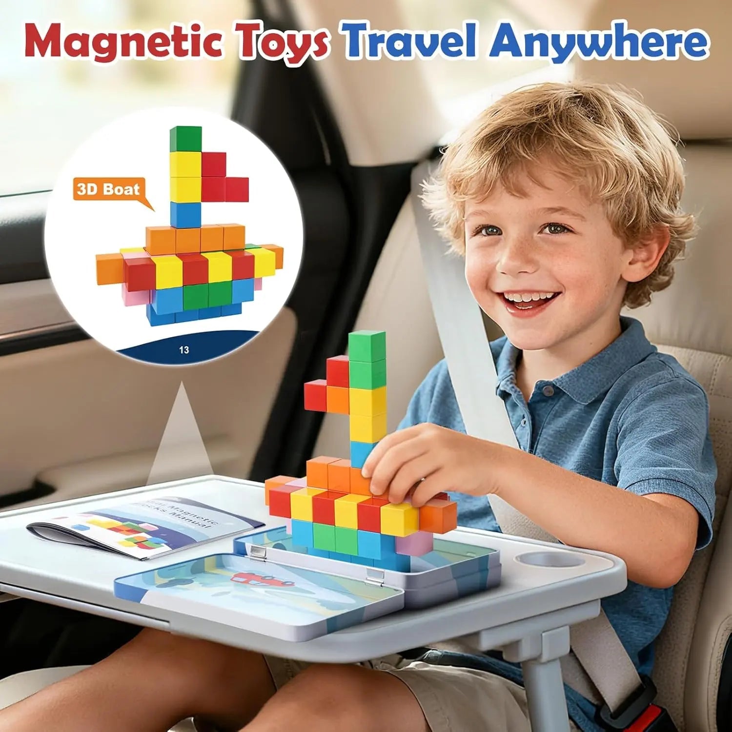 52 PCS Magnetic Building Blocks STEM Toy for Kids Ages 3+