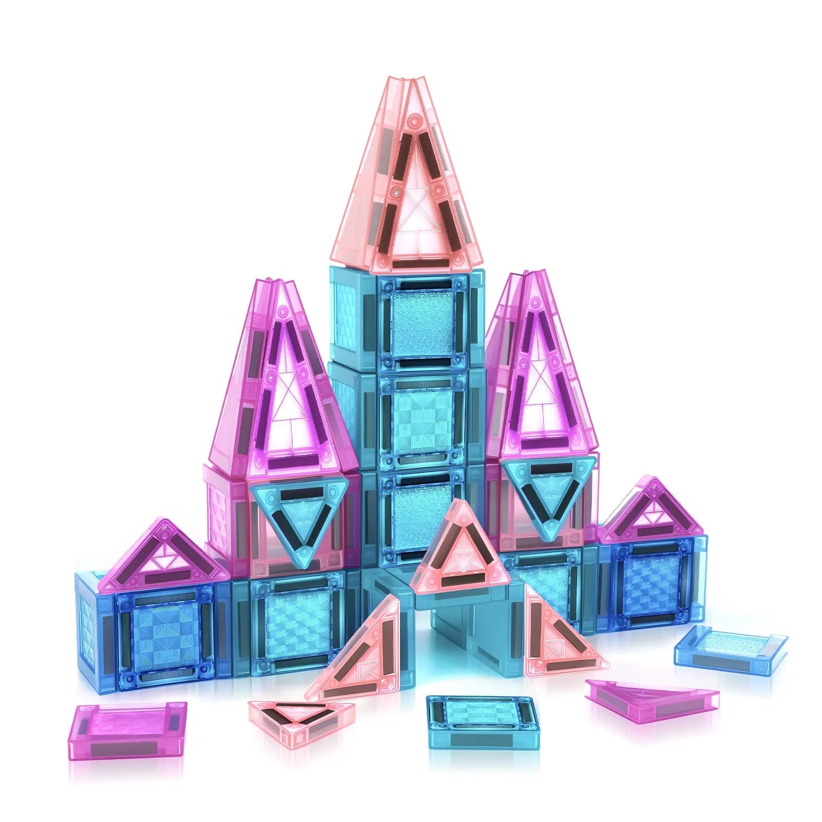 68 PCS Mini Magnetic Tiles Travel Set for Kids Ages 3+