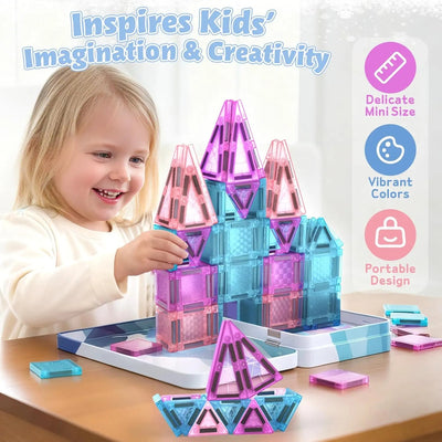 68 PCS Mini Magnetic Tiles Travel Set for Kids Ages 3+