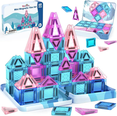 68 PCS Mini Magnetic Tiles Travel Set for Kids Ages 3+