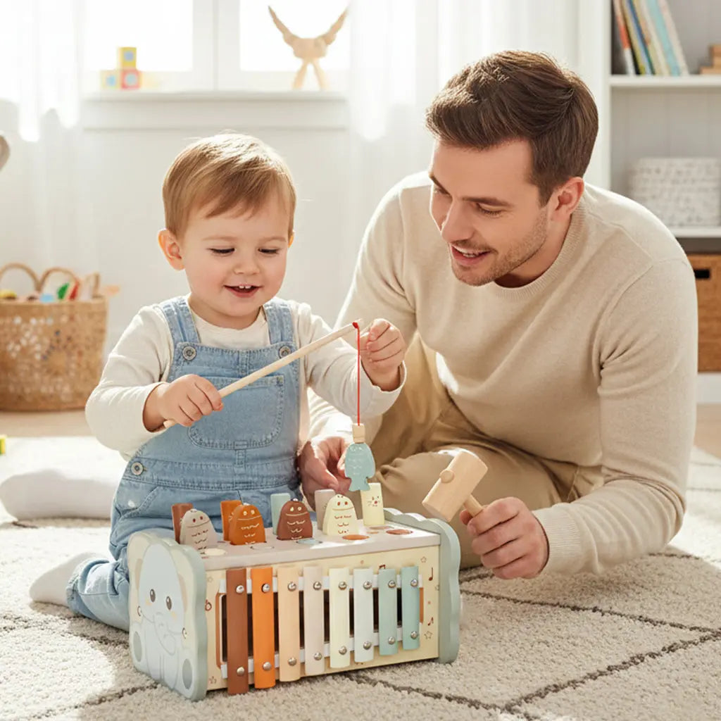 Juego de juguetes musicales sensoriales Fidtoy para niños pequeños - Juguete educativo de madera Montessori