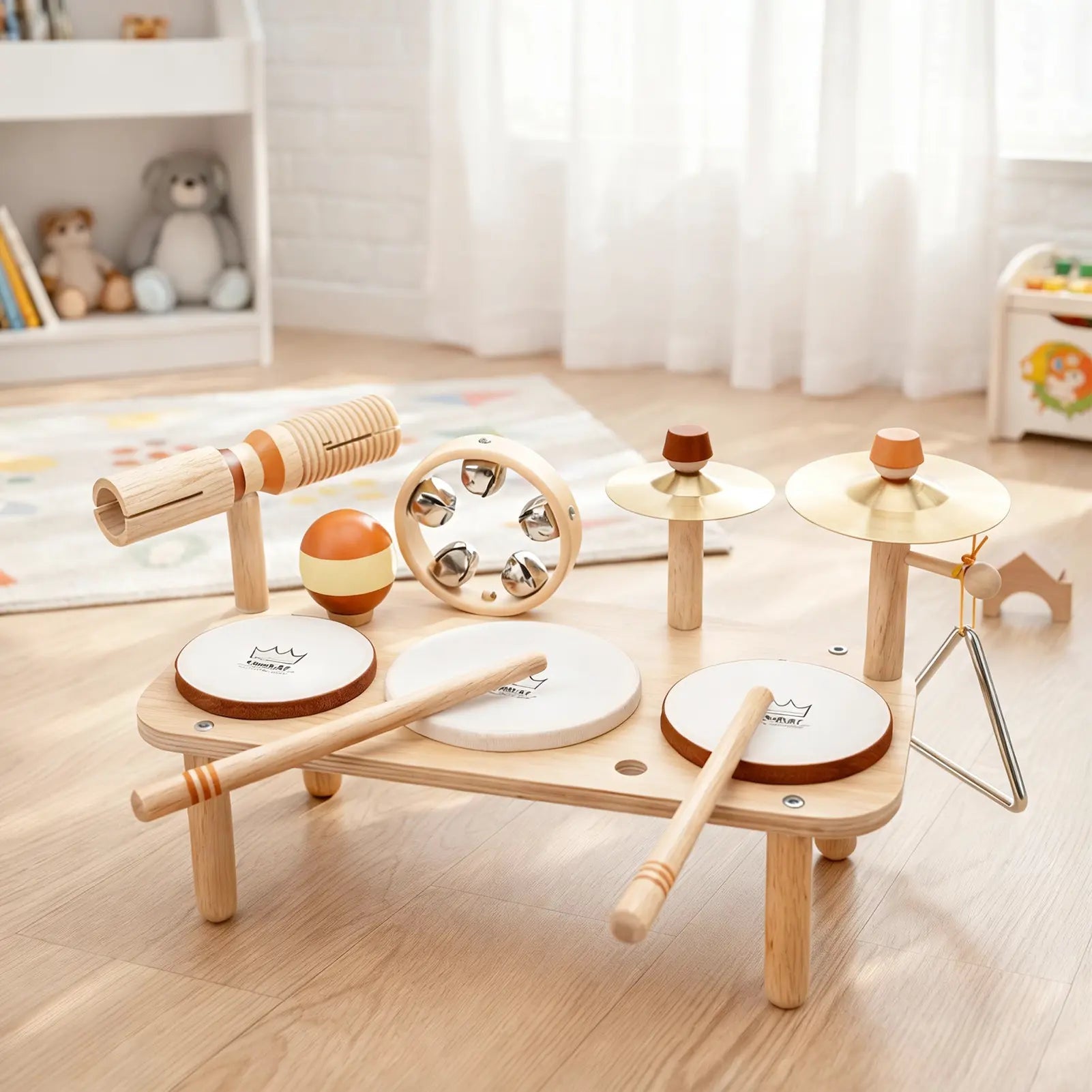 Rhythm Station – Table Musicale et Set de Tambours en Bois 11-en-1