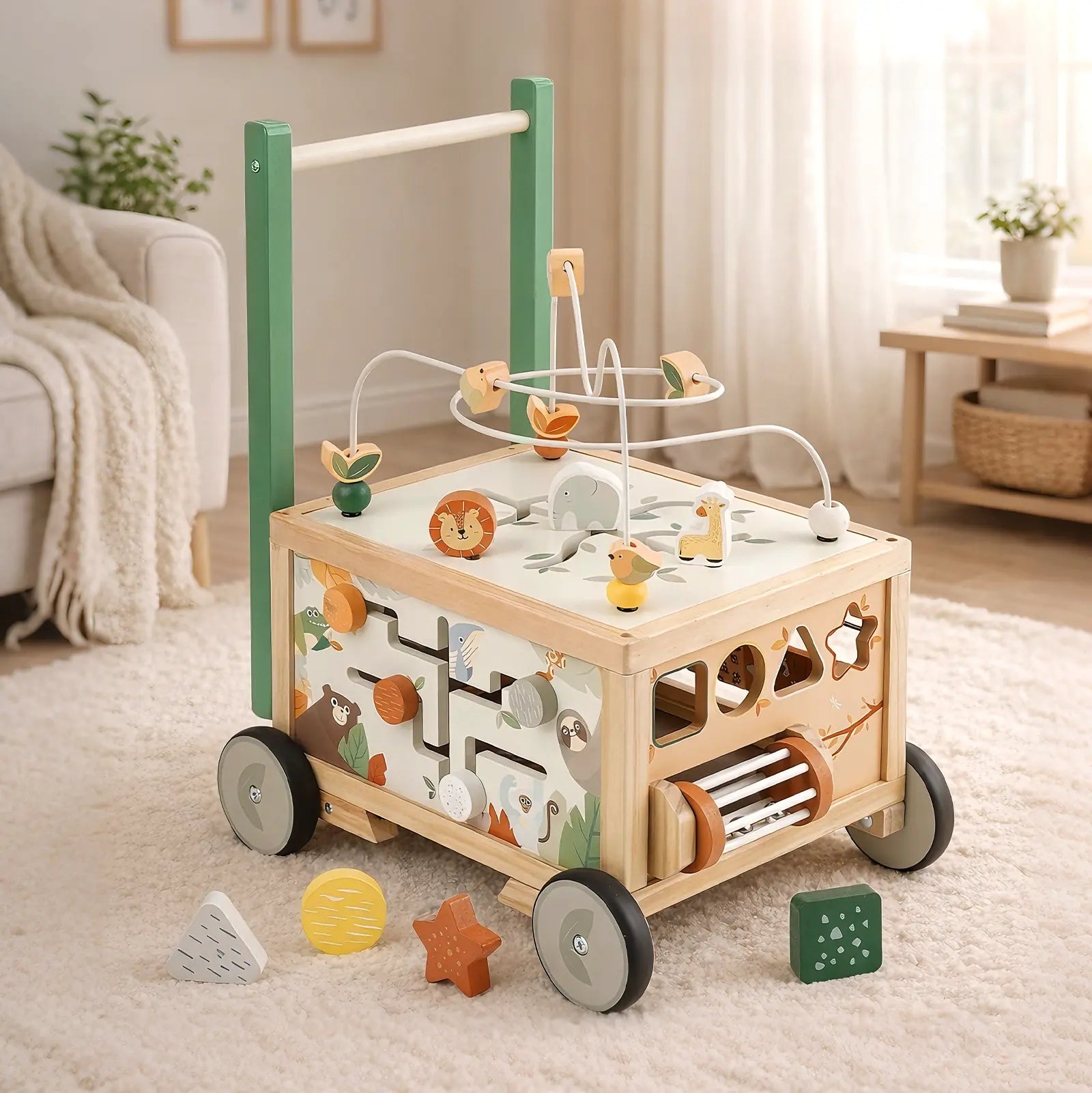 Fidtoy Adjustable Push Walker with Interactive Activity Cube