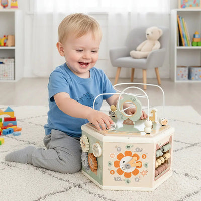 Fidtoy Cube d'Activités en Bois 11-en-1, Jouet Montessori pour Tout-petits, Centre d'Apprentissage 1-4 Ans