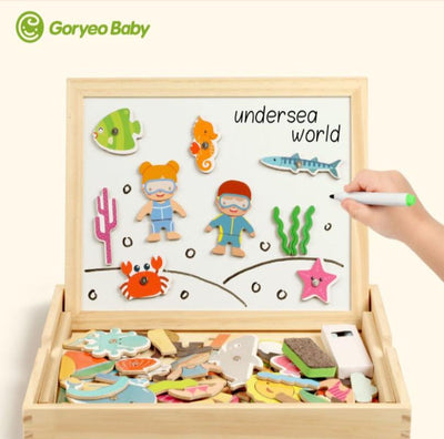 Magnetic drawing and fishing educational board - Fine motor skills toys-