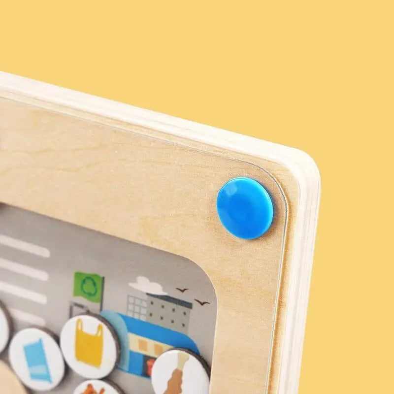 Fidtoy Magnetic Pickup Truck Board – Montessori Maze Toy for Preschoolers’ Fine Motor and Recycling Skills