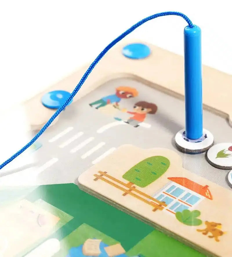 Fidtoy Magnetic Pickup Truck Board – Montessori Maze Toy for Preschoolers’ Fine Motor and Recycling Skills