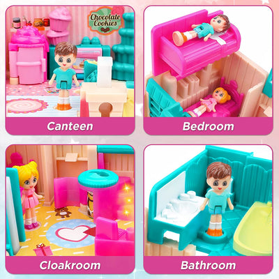 Casa de muñecas portátil de juguete, pastelería, habitación, mini casa de muñecas 3D, juego de imitación con luz y sonido, gran regalo para niños