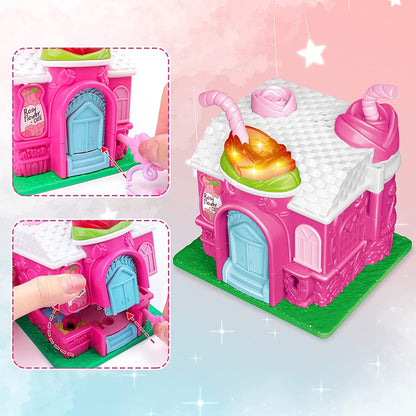 Cafe Garden Dolls House Portable Dollhouse Playset Pretend Play Toy With light and sound Mini 3D Doll House Great Gift for Kids