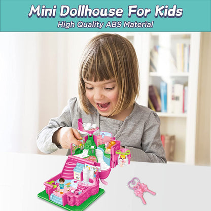 Cafe Garden Dolls House Portable Dollhouse Playset Pretend Play Toy With light and sound Mini 3D Doll House Great Gift for Kids