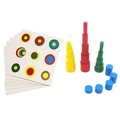 Cilindros sin perilla en miniatura con tarjetas de control - Material sensorial Montessori