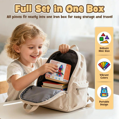 60 PCS Mini Magnetic Tiles Travel Set for Kids Ages 3–8