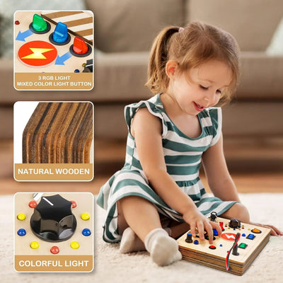 Tabla de actividades Montessori - Juguete sensorial interactivo de madera para niños pequeños