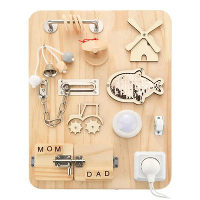 Fidtoy Wooden Busyboard for Toddlers – Montessori Learning Activity Board for Fine Motor Skills
