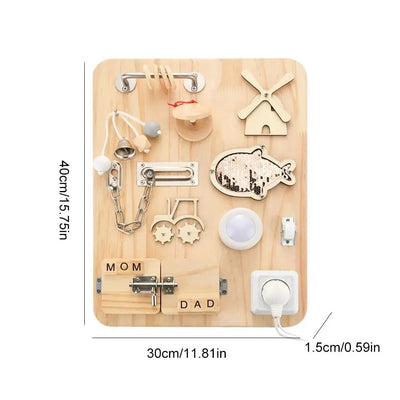 Fidtoy Wooden Busyboard for Toddlers – Montessori Learning Activity Board for Fine Motor Skills
